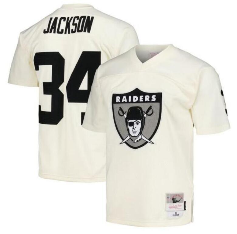 Men's Las Vegas Raiders Active Player Custom Cream Mitchell & Ness Stitched Football Jersey